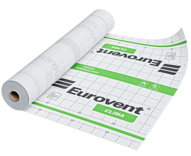 Adaptīva tvaika izolācijas plēve Eurovent CLIMA, 85 g/m2, 2-slāņu, 1.5mx50tm (75 m²)