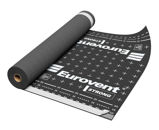 Armēta difūzijas membrāna Eurovent STRONG BLACK, 160 g/m², 4-slāņu, 2 līmlentes, 1.5mx50tm (75 m²)