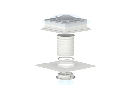 VELUX gaismas tunelis plakaniem jumtiem ar akrila kupolu